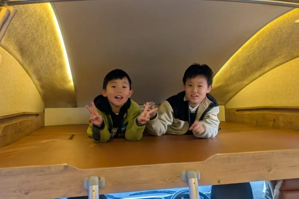 バンクベッドで楽しそうにしている兄弟